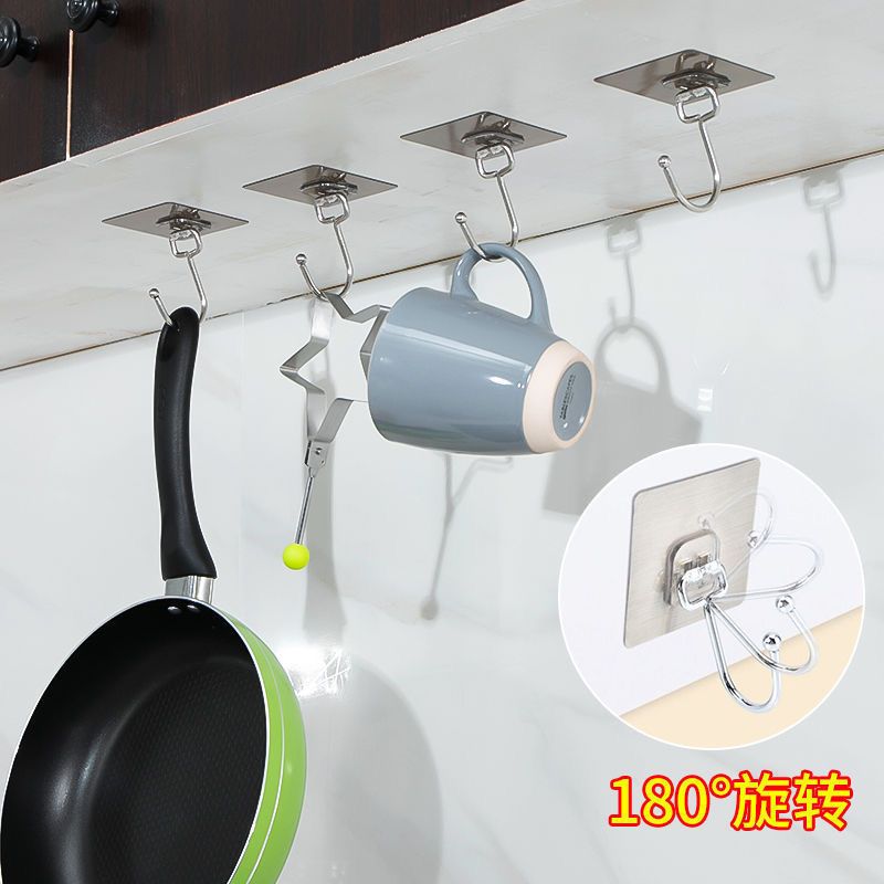 Hook paste hole free, traceless, strong adhesive, kitchen, bathroom, dormitory wall, hook on the wall, and adhesive hook behind the door