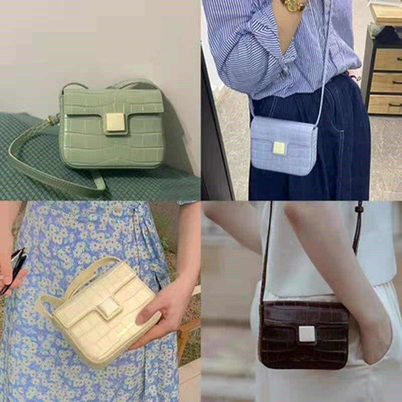 AbbottVINTAGE【琺瑯小方包】鱷魚紋斜挎包女迷你包包2021新款潮