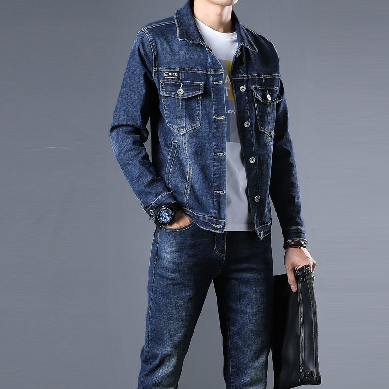 青年外套男士春装显瘦春秋新款30岁35岁40岁休闲上衣牛仔套装衣服