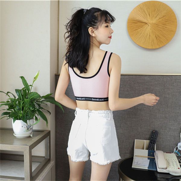 Cotton girl sports underwear female students wrapped chest without steel ring gathered shockproof tube top development period camisole