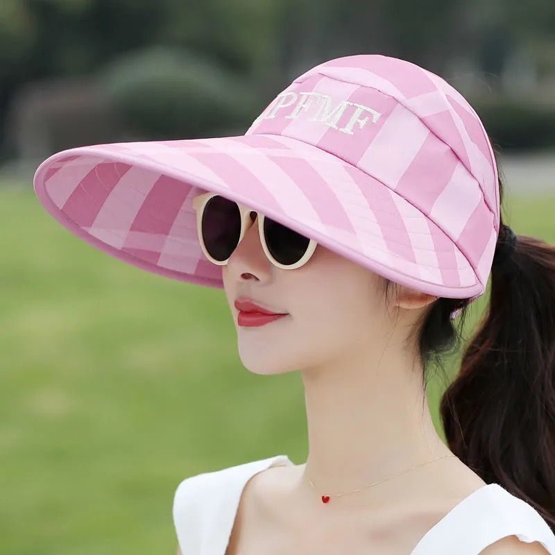 Spring and summer sun hat women's all-match sun protection hat outdoor cycling big brim sun hat anti-ultraviolet half empty top hat