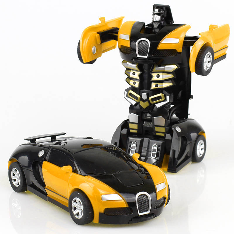 撞击变形金刚玩具车环保无需电池自动变形机器人汽车人模型车