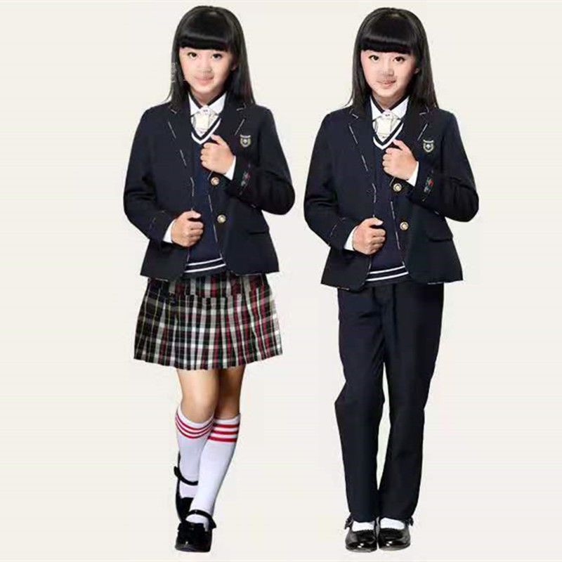 南宁市新希望校服中小学女生统一版冬季制服西装外套格子短裙套装