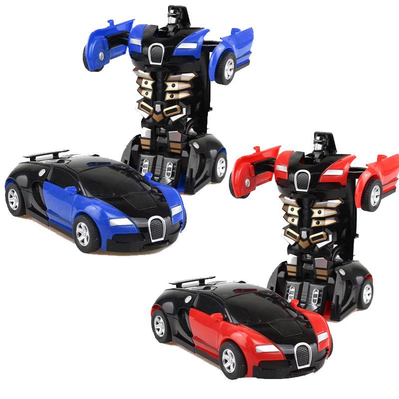 撞击变形金刚玩具车环保无需电池自动变形机器人汽车人模型车