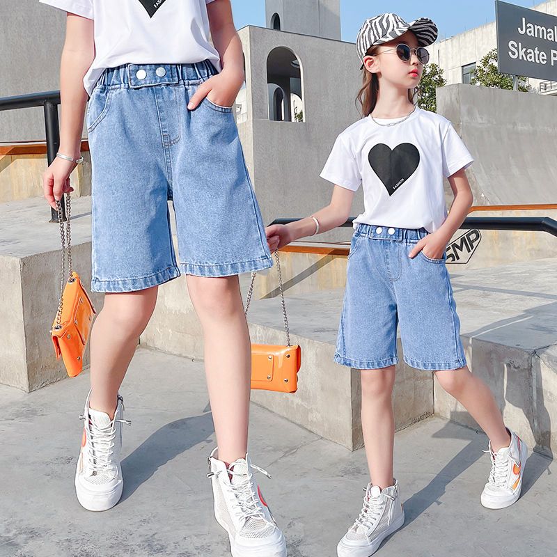 女童短褲夏裝薄款外穿洋氣夏天女孩五分中褲子大童夏季兒童牛仔褲