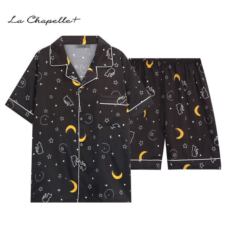 La Chapelle拉夏贝尔 男士 夏季薄款冰丝家居服睡衣 两件套
