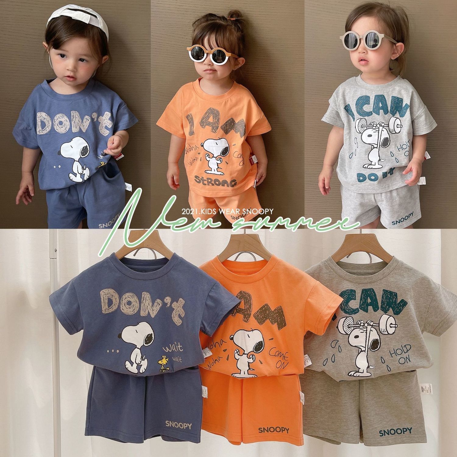 Baby boy summer clothes 2021 new short-sleeved suit children's handsome casual suit boys and girls Korean cartoon two-piece set