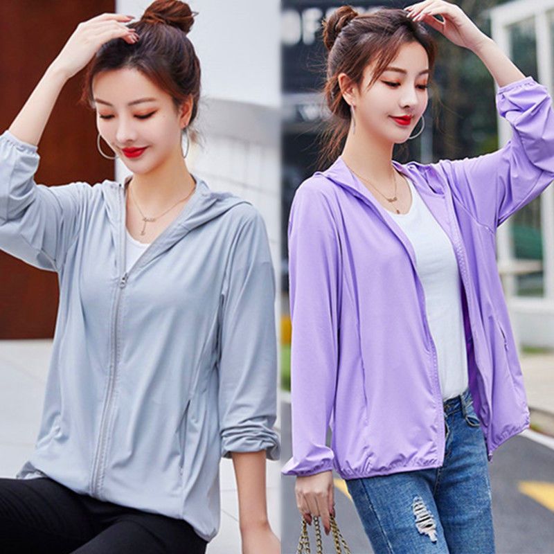 Summer lightweight long-sleeved sun protection clothing for women, ultraviolet protection, short style, extra fat and breathable new style ice silk sun protection clothing