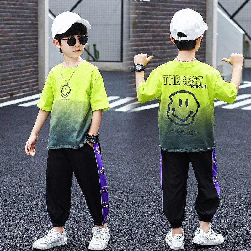 單件/套裝童裝男童夏裝短袖2023新款中大兒童兩件套男孩韓版運動