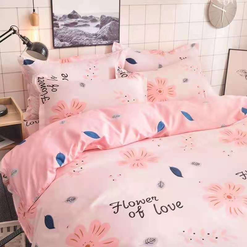 Skin-friendly cotton small fresh and sweet three-piece net red cow three-piece quilt cover cow pattern three-piece set