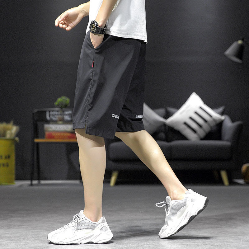 Ice silk men's Cropped Pants Boys' summer thin loose casual shorts trend student sports straight pants