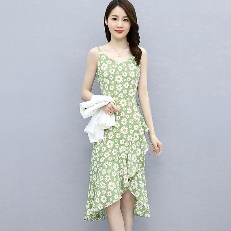 Small suit suit 2022 summer new fashion elegant temperament irregular skirt floral dress two piece set
