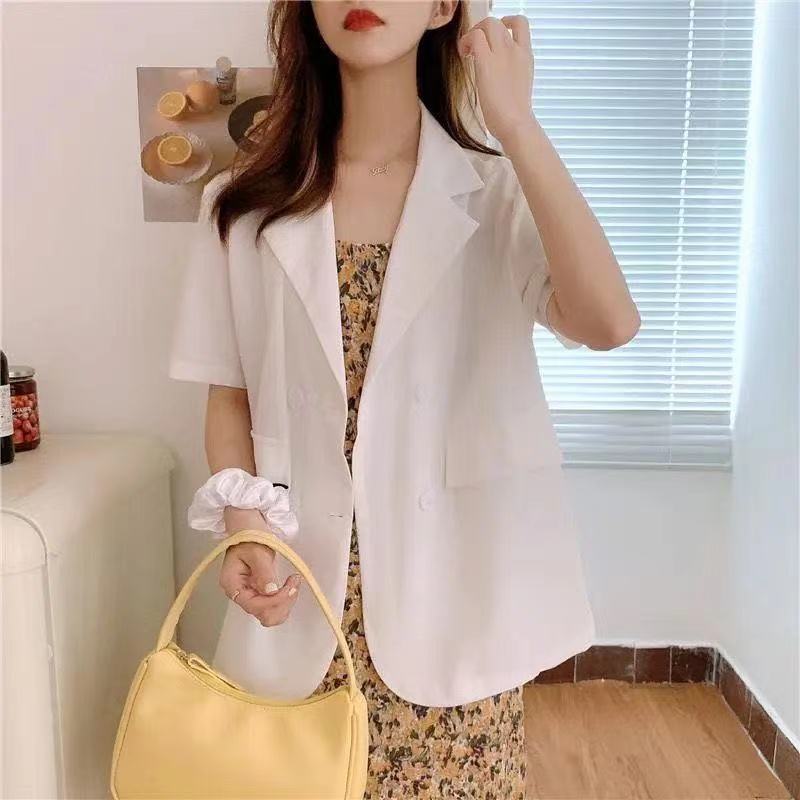  summer new suit all-match loose summer short-sleeved suit jacket women's thin section large size fat mm fashion top