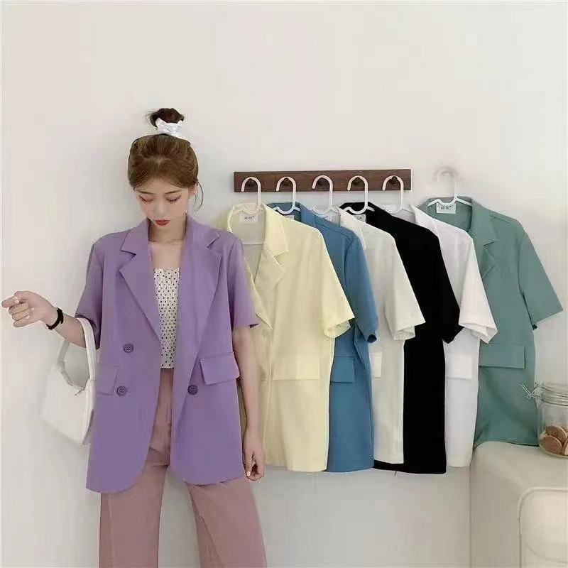  summer new suit all-match loose summer short-sleeved suit jacket women's thin section large size fat mm fashion top