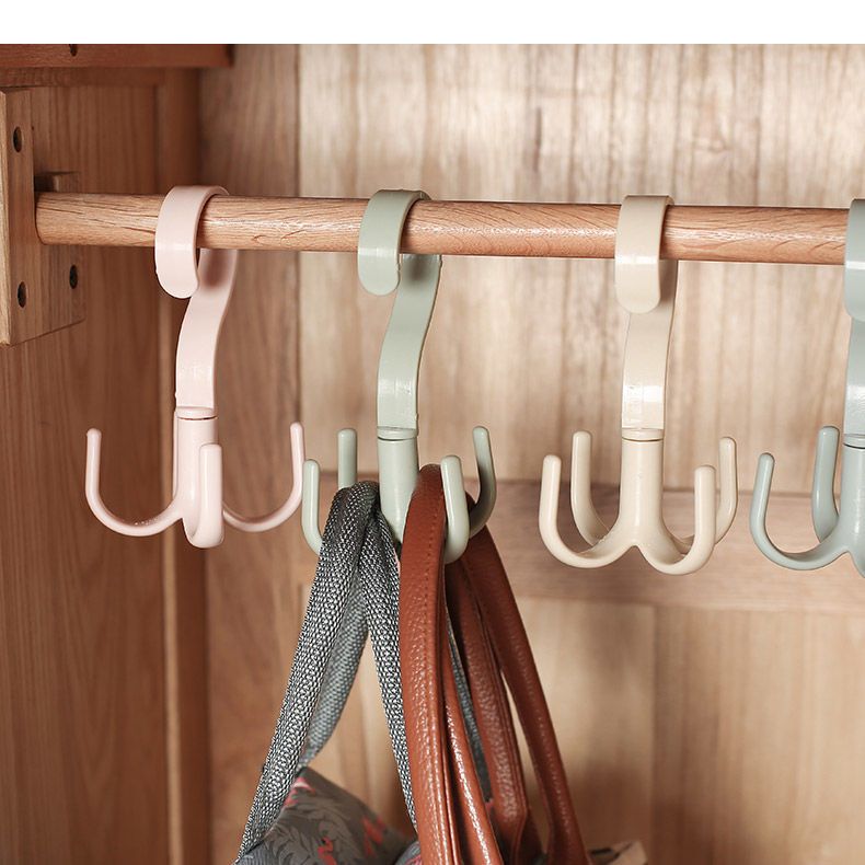 Vierklauwige multifunctionele roterende haak voor kledingopslag, riem, geen perforatie, droge en natte transparante deur, hoed_voghion.com