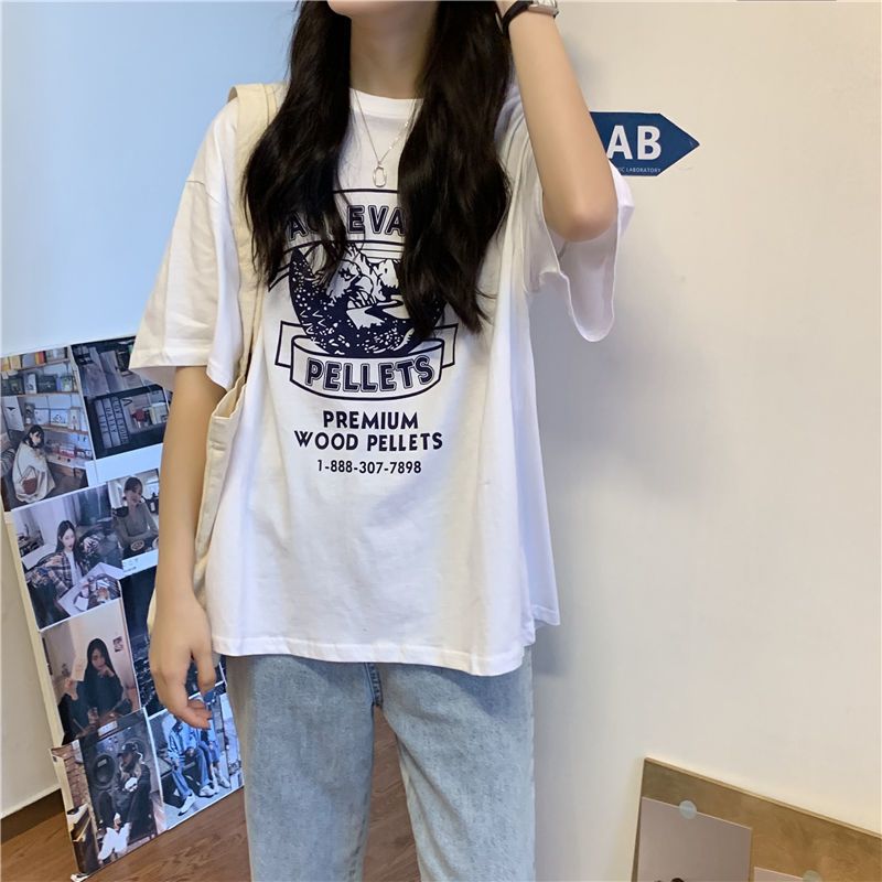 37788-2021夏季新款体恤韩版宽松原宿风印花黑色T恤女夏短袖上衣ins潮-详情图