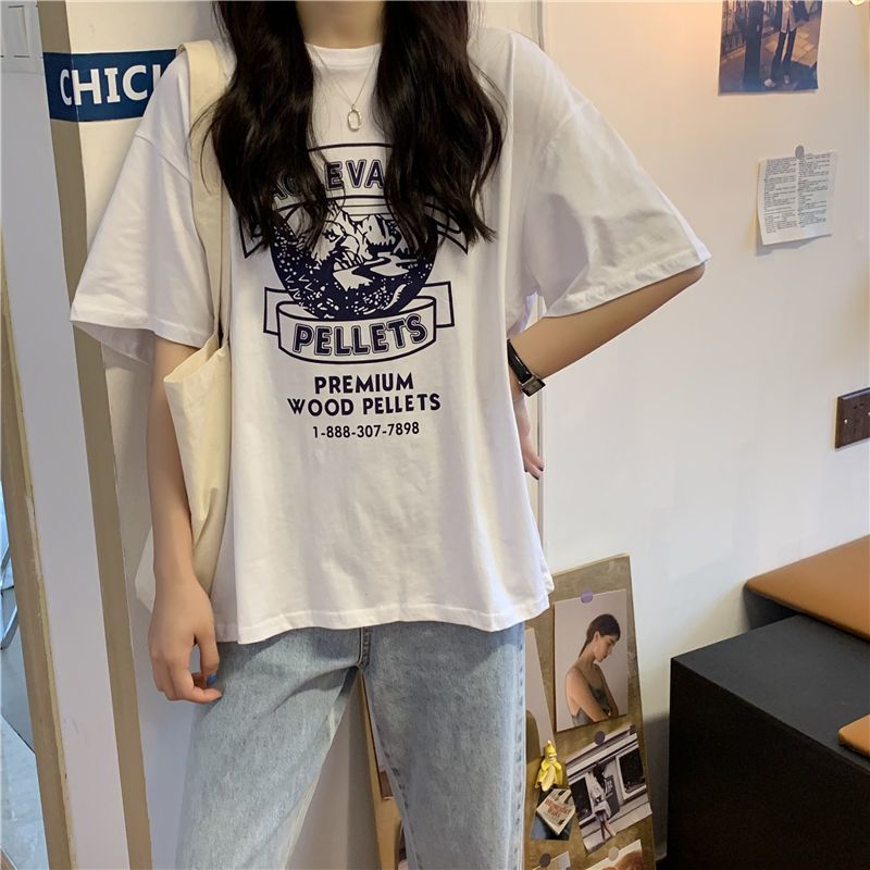 37788-2021夏季新款体恤韩版宽松原宿风印花黑色T恤女夏短袖上衣ins潮-详情图