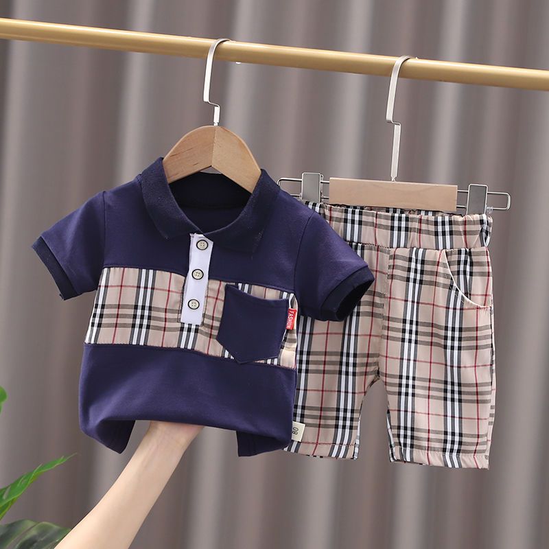男童夏装短袖套装2023新款洋气男孩宝宝衣服潮儿童时髦帅气两件套
