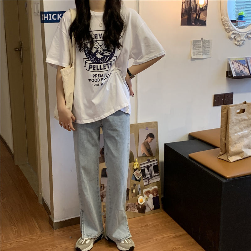 37788-2021夏季新款体恤韩版宽松原宿风印花黑色T恤女夏短袖上衣ins潮-详情图