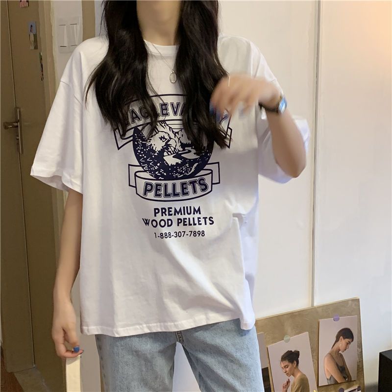 37788-2021夏季新款体恤韩版宽松原宿风印花黑色T恤女夏短袖上衣ins潮-详情图