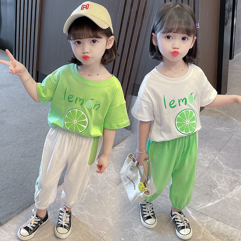 童装女童夏装网红套装2023韩版女宝宝短袖洋气两件套儿童夏季衣服