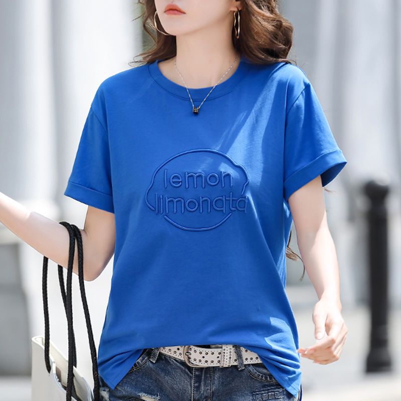 短袖t恤女夏裝體桖2022新款寬鬆白色洋氣刺繡純棉半袖夏季上衣服