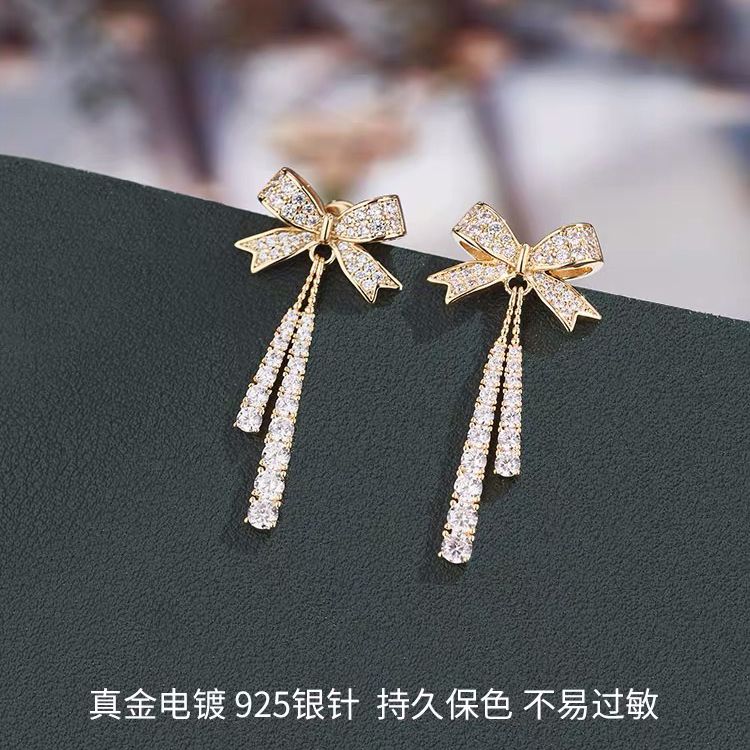 精緻蝴蝶結耳環2023年新款潮小眾設計感輕奢耳飾女氣質高級感耳墜