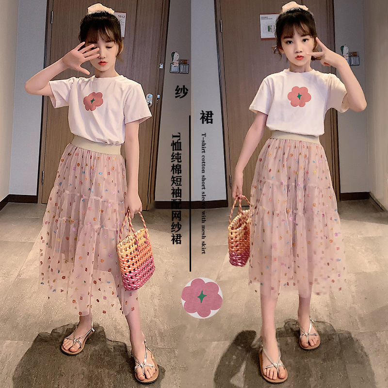 女童夏款連衣裙2021新款超洋氣女孩夏裝超仙紗裙兒童夏天長裙過膝