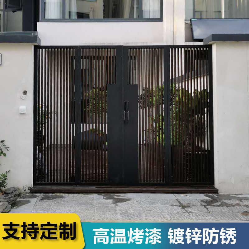铁艺庭院门别墅大门百叶门小区进户门花园门现代简约单双开门定制