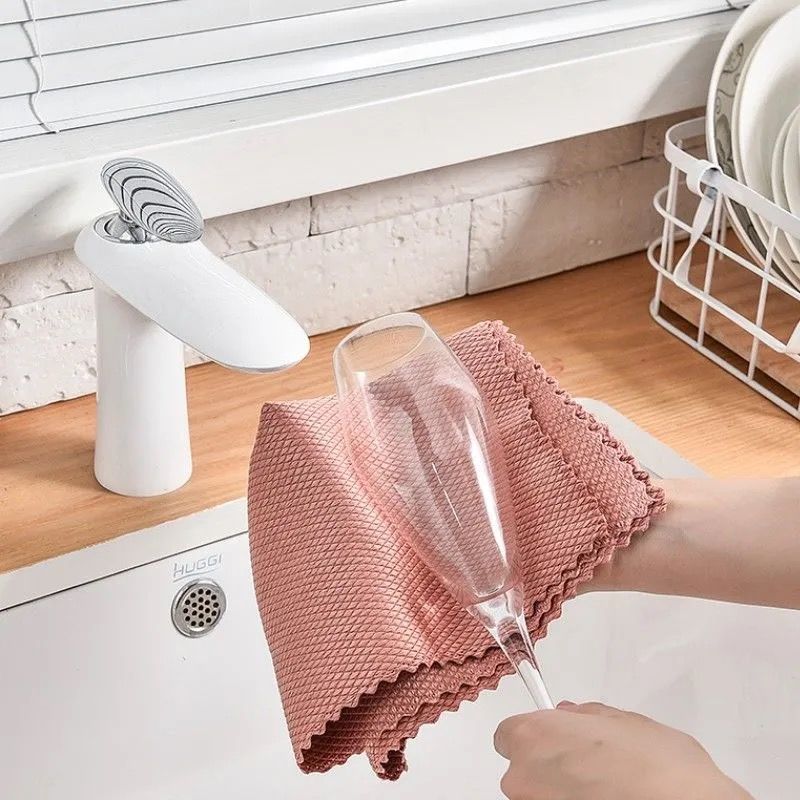 玻璃专用厨房吸水无痕擦毛巾无水痕去油百洁布加厚洗碗布鱼鳞抹布