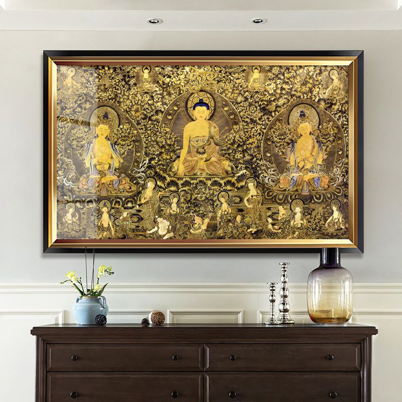 唐卡横款装饰画家用佛像客厅藏族挂画释迦摩尼佛祖菩萨佛堂中堂画 3