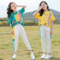 女童套装夏装洋气网红2022新款中大童运动两件套短袖女孩韩版时尚
