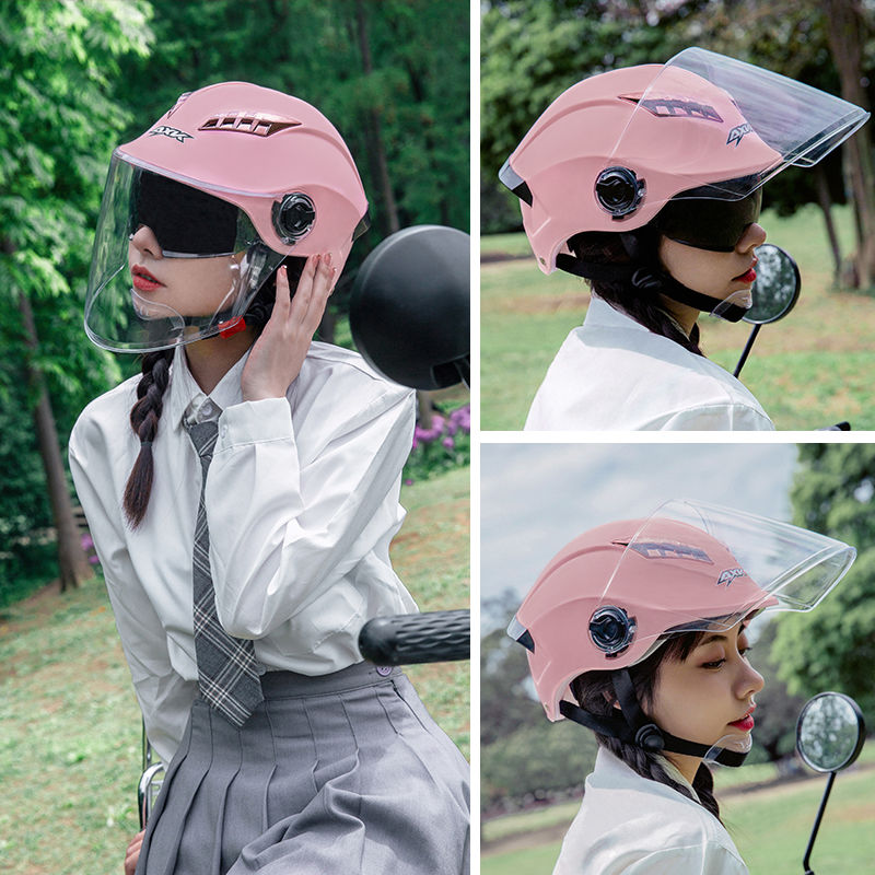电动电瓶车头盔男女士夏季轻便式防晒可爱四季通用轻便半盔安全帽