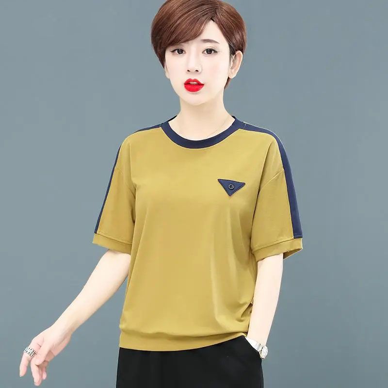 女士短袖t恤女夏裝2023年新款寬鬆韓版中年媽媽時尚百搭短款上衣