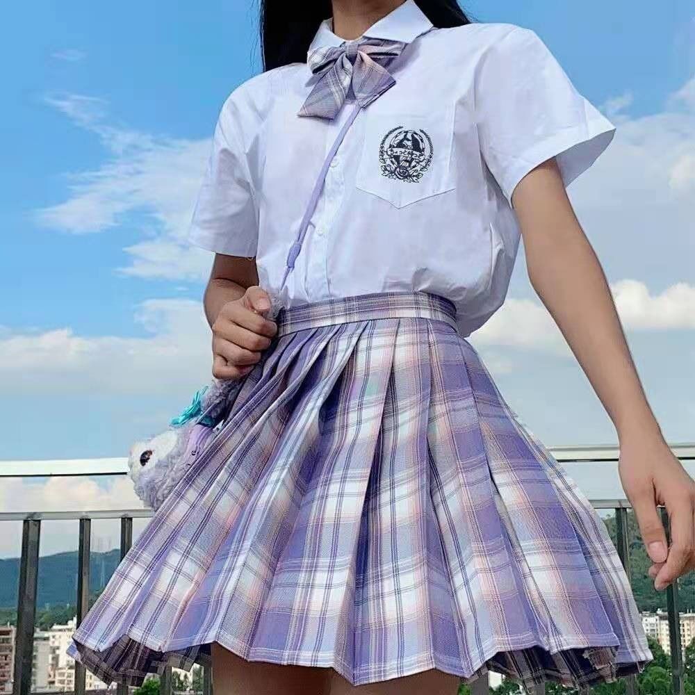 Jk制服百褶裙jk制服12岁裙子套装格裙套装学生制服套装初中生女装 虎窝拼