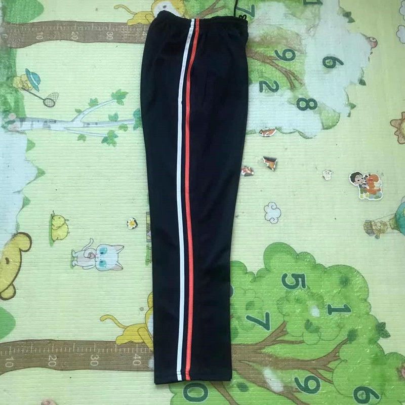 新品校褲藏藍色橙白條初高中大碼男女學生寬鬆小學生直筒黑色校褲