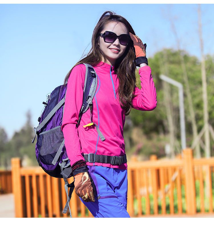 Frühlingsneues Hemd für Damen, Langarm-Sportbekleidung mit Stehkragen, Lauf-T-Shirt für draußen, atmungsaktives, dehnbares Wandern_voghion.com