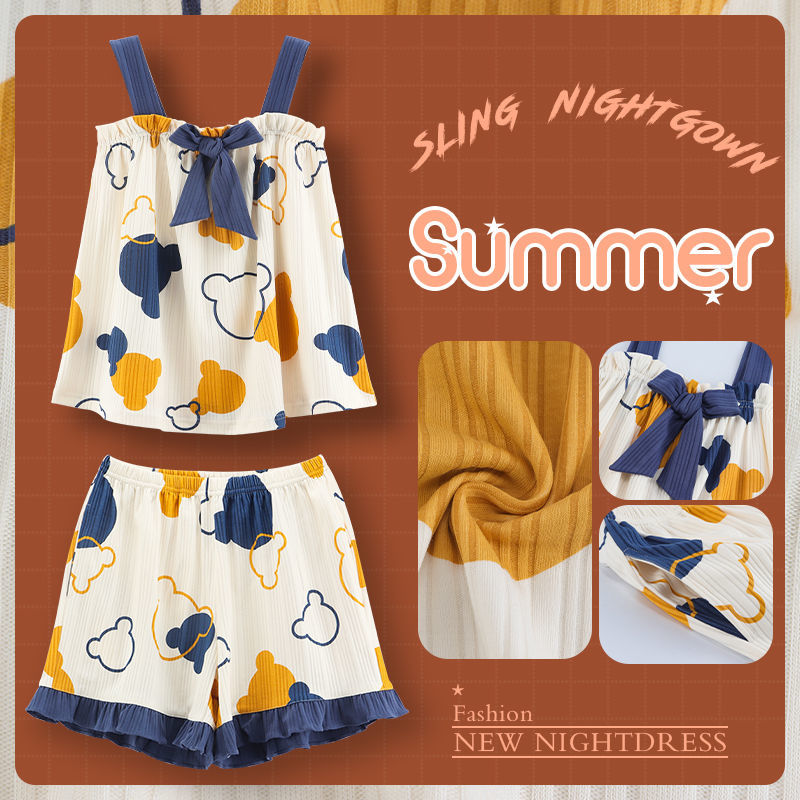 Sling nightdress female summer cute princess vest pajamas cotton home service summer 2021 new