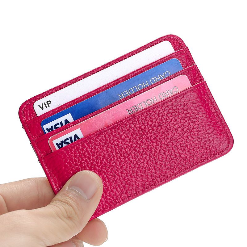 Ultra-thin card holder female one-piece genuine leather simple mini bank card holder access control card holder male convenient cowhide card holder