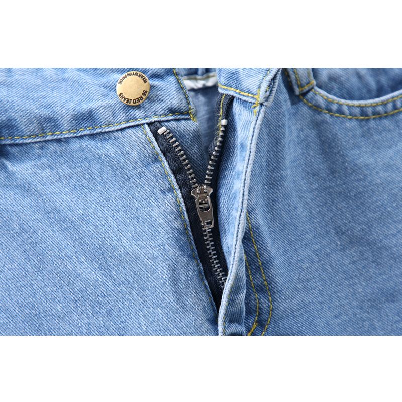  summer new style ripped jeans female elastic waist Korean version loose wide leg harem nine points daddy pants tide