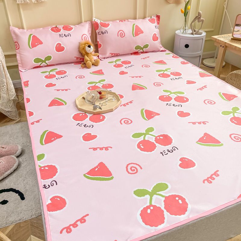 Cute childhood ice silk mat student single bed dormitory washable foldable simple summer home mat