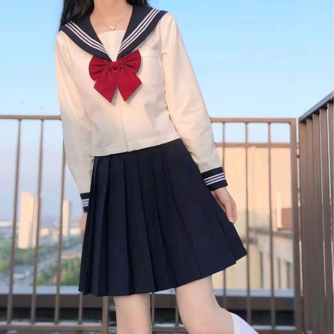 正统jk制服裙日系水手服套装原创不良长裙白二本黑三