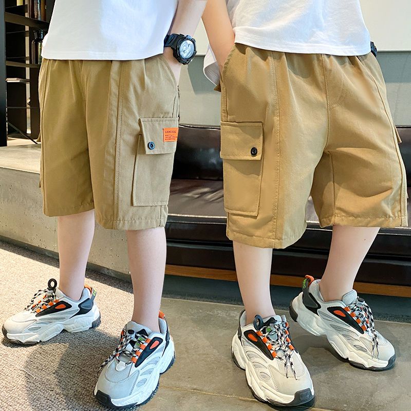 Boys' Summer Shorts  new children's cropped pants middle aged children's casual Summer Boys' thin overalls trend