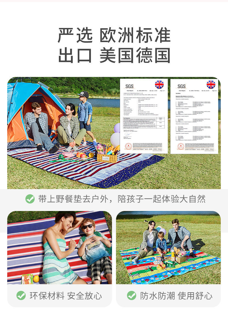 户外可机洗野餐垫ins加厚超声波防潮垫帐篷野炊便携春游草坪地垫