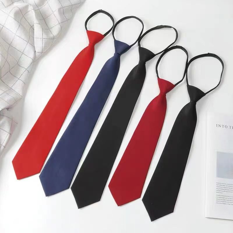 Lazy zipper tie Japanese jk male and female students college wind free shirt tie 8CM professional formal wear group
