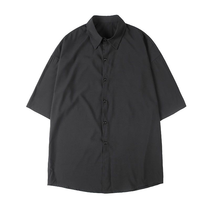Men's summer ice silk five-quarter-sleeve shirt Japanese Korean version trendy brand trendy handsome lazy wind jacket niche inch shirt
