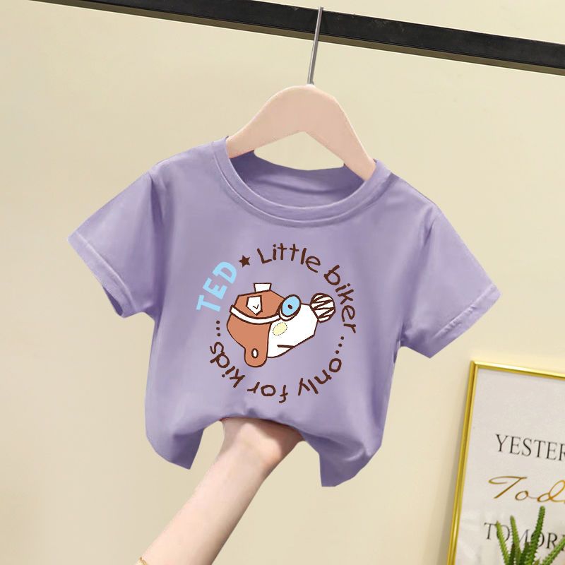 Boys and girls short-sleeved cotton T-shirt new summer small, medium and large children's bottoming shirt handsome baby loose top tide