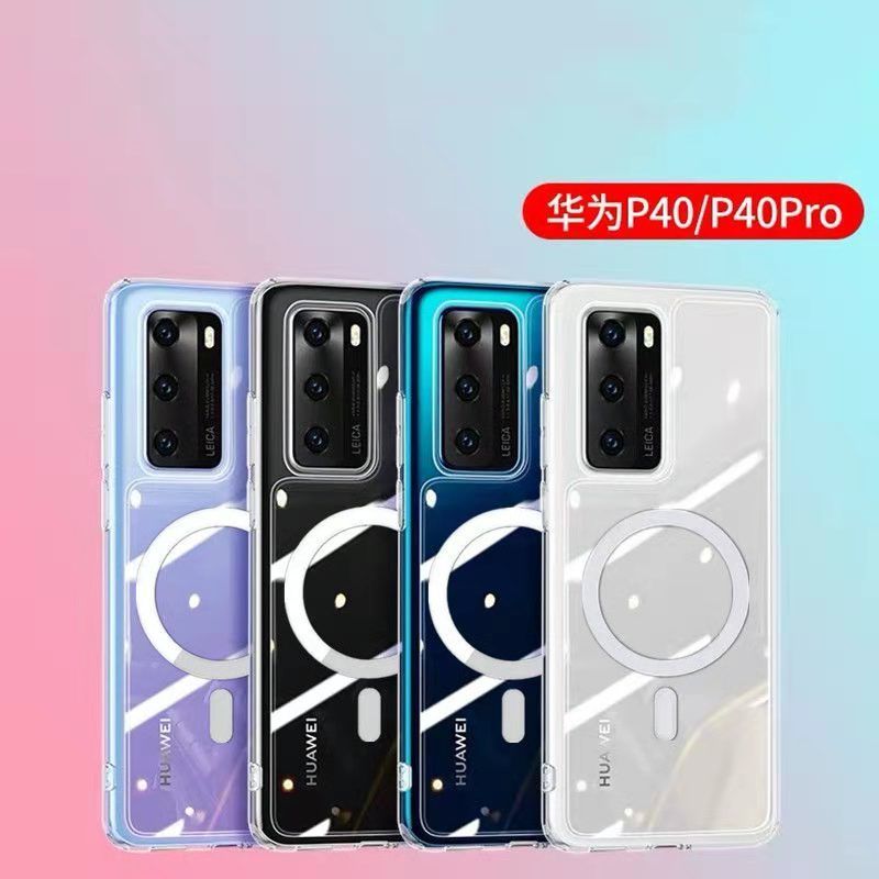 华为磁吸透明p40手机壳新款华为p40pro情侣mate40pro防摔手机套40