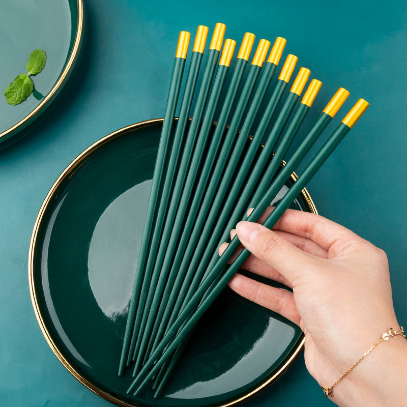 筷子家用防霉防滑高档欧式轻奢ins风网红高颜值合金筷子家庭筷子