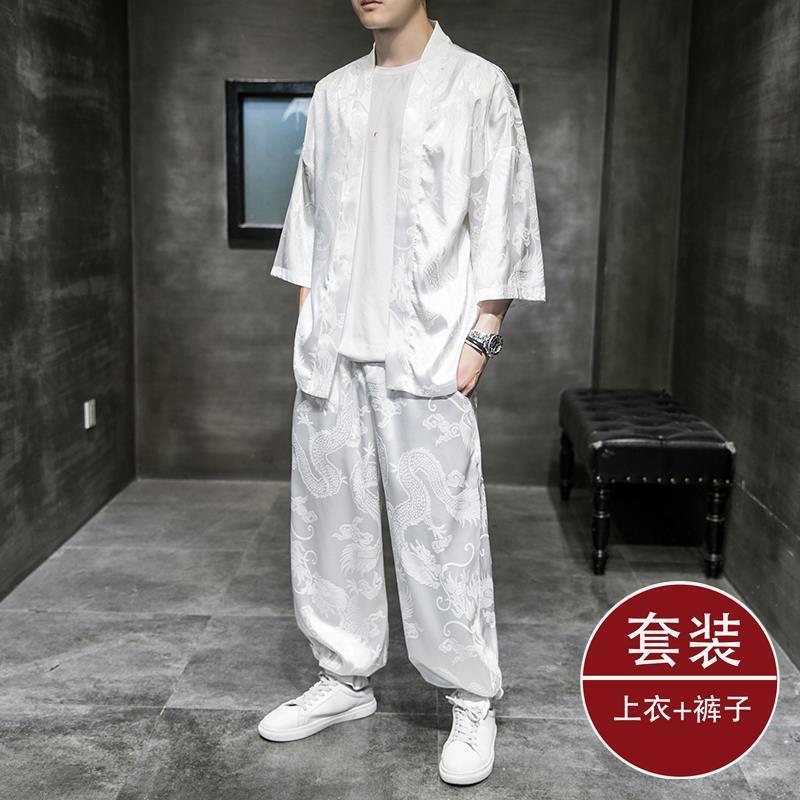 中国风男装夏季男士汉服套装薄款复古风仙气潮牌青年唐装短袖道袍